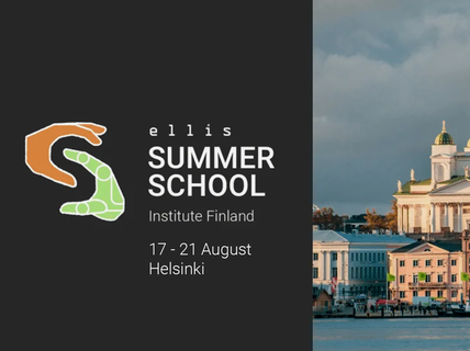 Promotion for Ellis Summer School in Helsinki, 17-21 August, with an image of Helsinki Cathedral and waterfront buildings.
